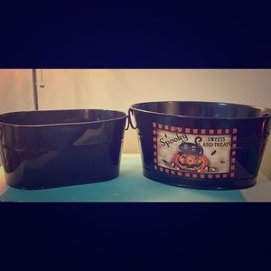 Set of 2 Black Halloween Candy Buckets